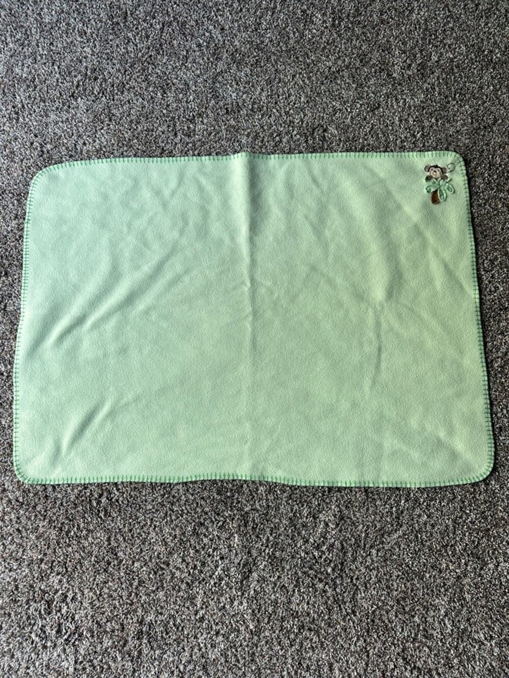 Parents Choice green fleece monkey blanket